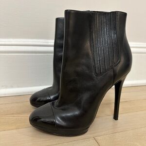 Brian Atwood Women's Fragola Black Cap Toe Platform Booties